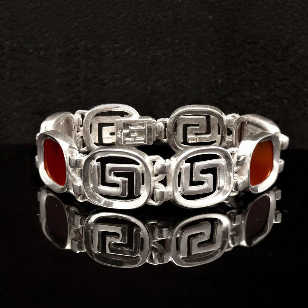 Greek Key Meander Bracelet in Sterling Silver (B-67)