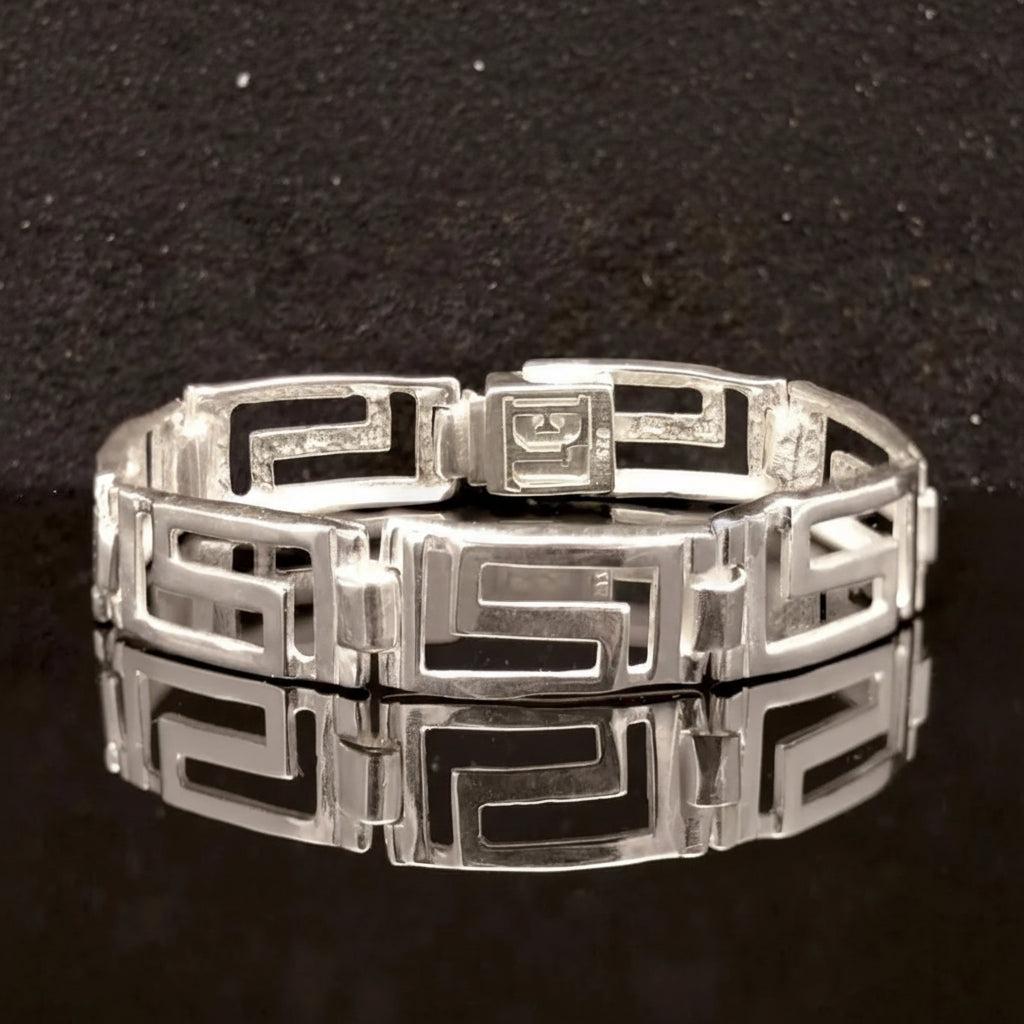 Greek Key Meander Bracelet in Sterling Silver (B-86)