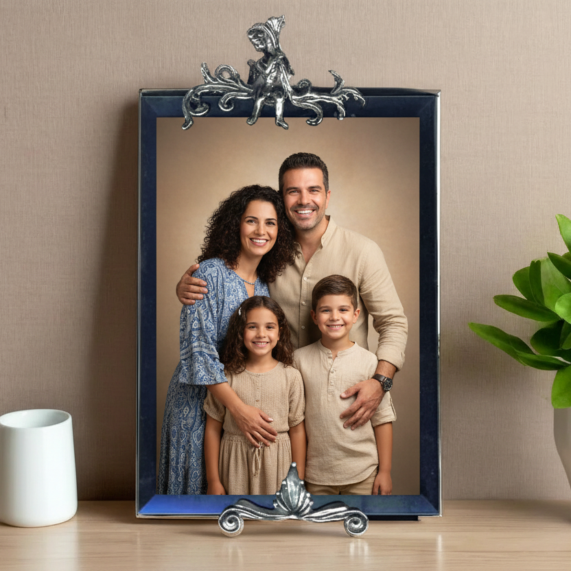 Greek Traditional Bronze Silver Plated Picture Frame (A-65)