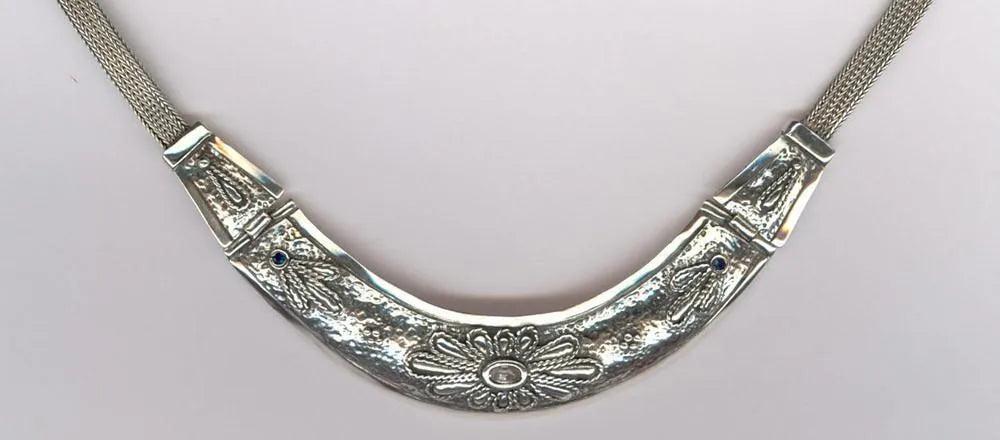 Greek Traditional Sterling Silver Necklace with Zircon (PE-53)