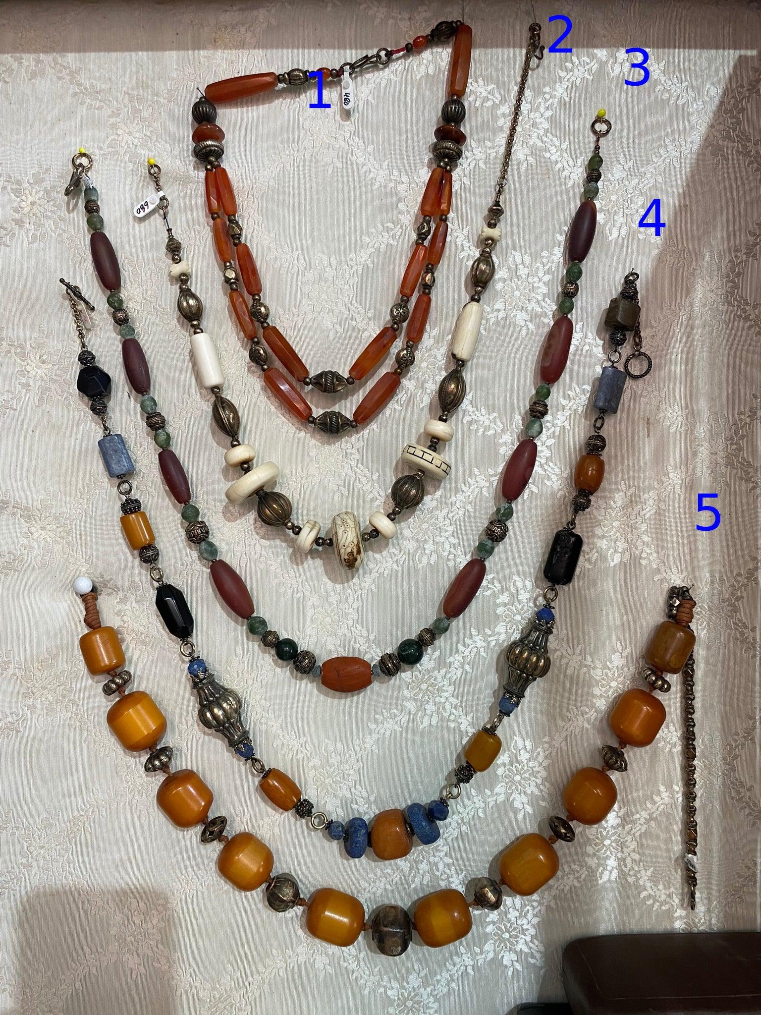 Necklace in sterling silver with various gemstones