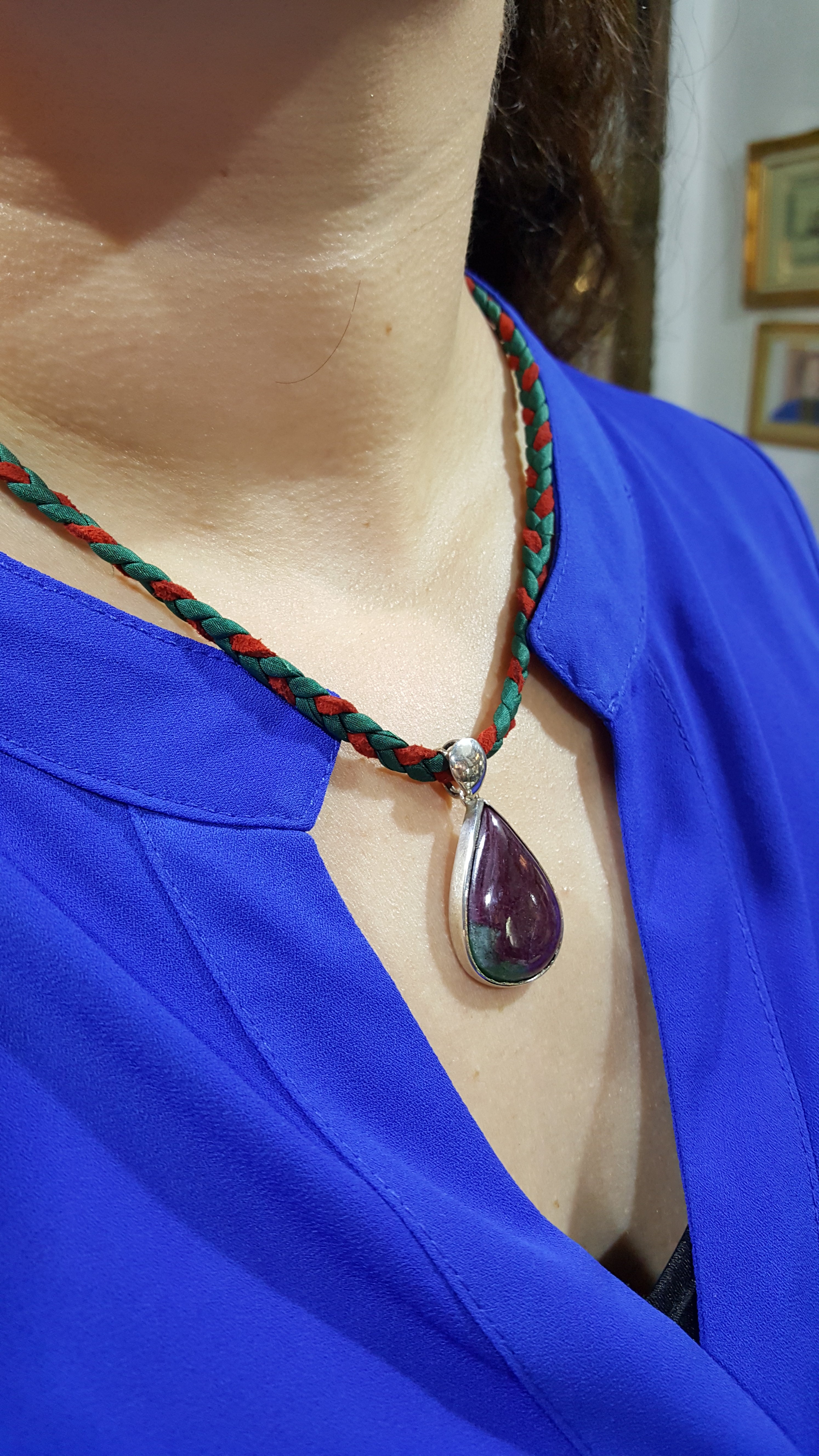 Pendant in Sterling silver with Diopside Stone