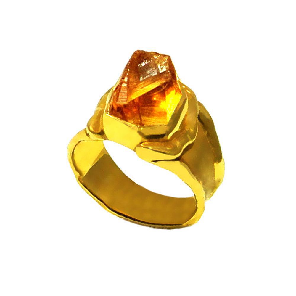Ring in 18k Gold with a raw fire opal (B-48)