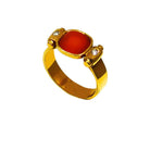Ring in 18k Gold with red Amber and Brilliants (B-37)