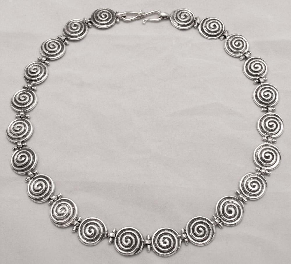 Ancient Greek Spiral Sterling Silver Necklace, Spiral Necklace