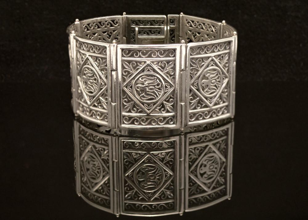 Byzantine handmade Bracelet in Sterling Silver with zircon (B-03)