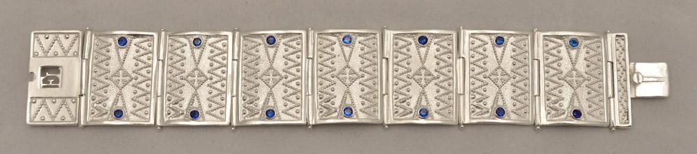 Byzantine handmade Bracelet in Sterling Silver with zircon (B-07)