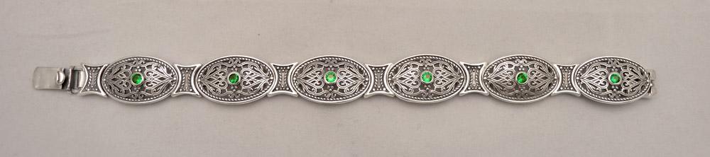 Byzantine handmade Bracelet in Sterling Silver with zircon (B-11)