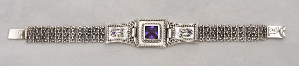 Byzantine handmade Bracelet in Sterling Silver with zircon (B-30)