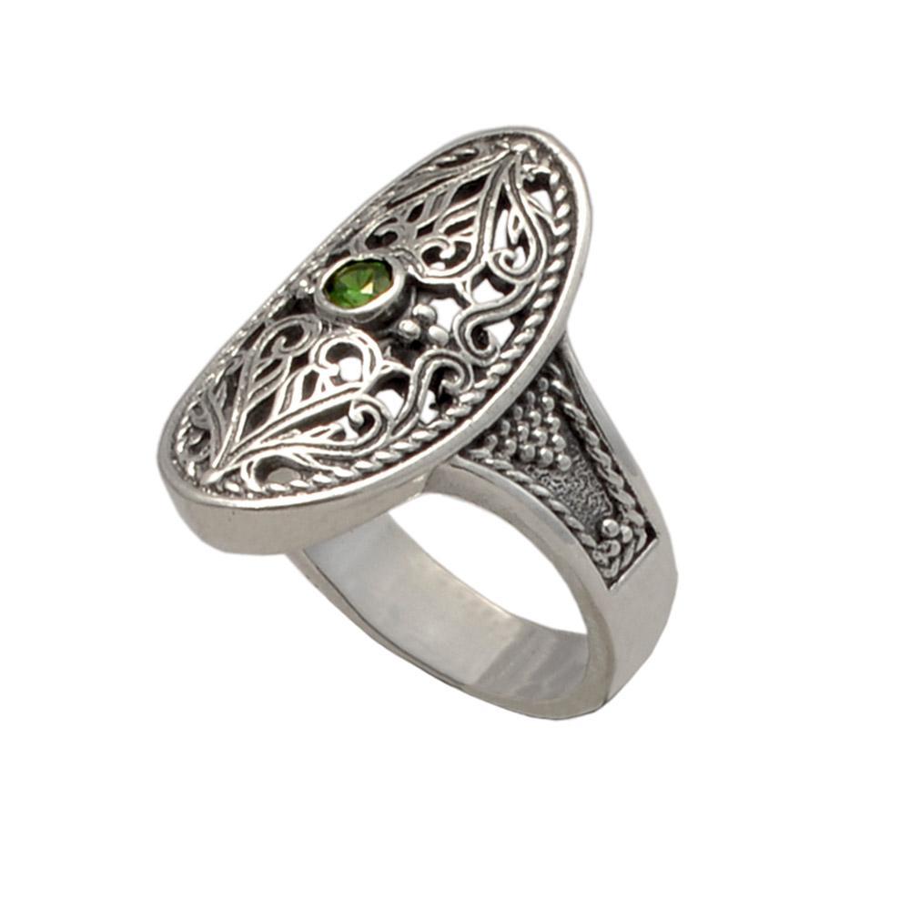 Byzantine Ring handcrafted in Sterling Silver with zircon (DT-02)
