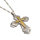 Christening Cross 925 Sterling Silver with 14k Gold Elements (STS-03)