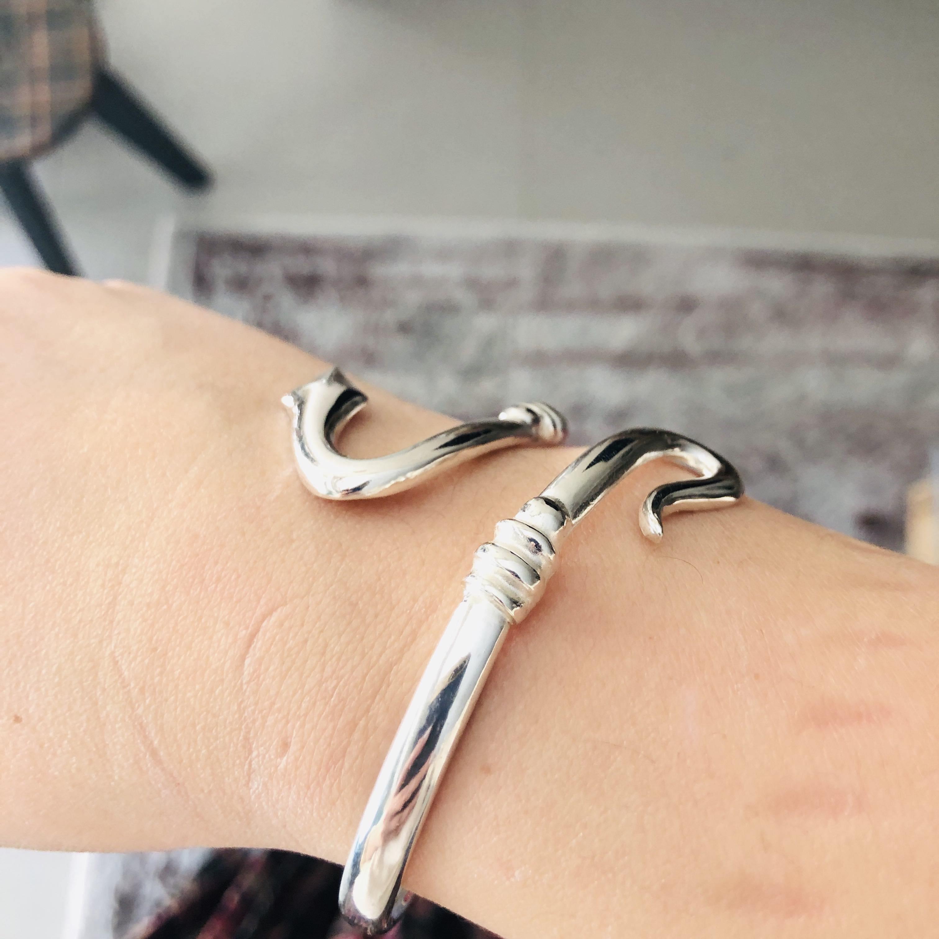 Coiled Snake Bangle, Minoan Bangle, Sterling Silver Bangle (B-52)