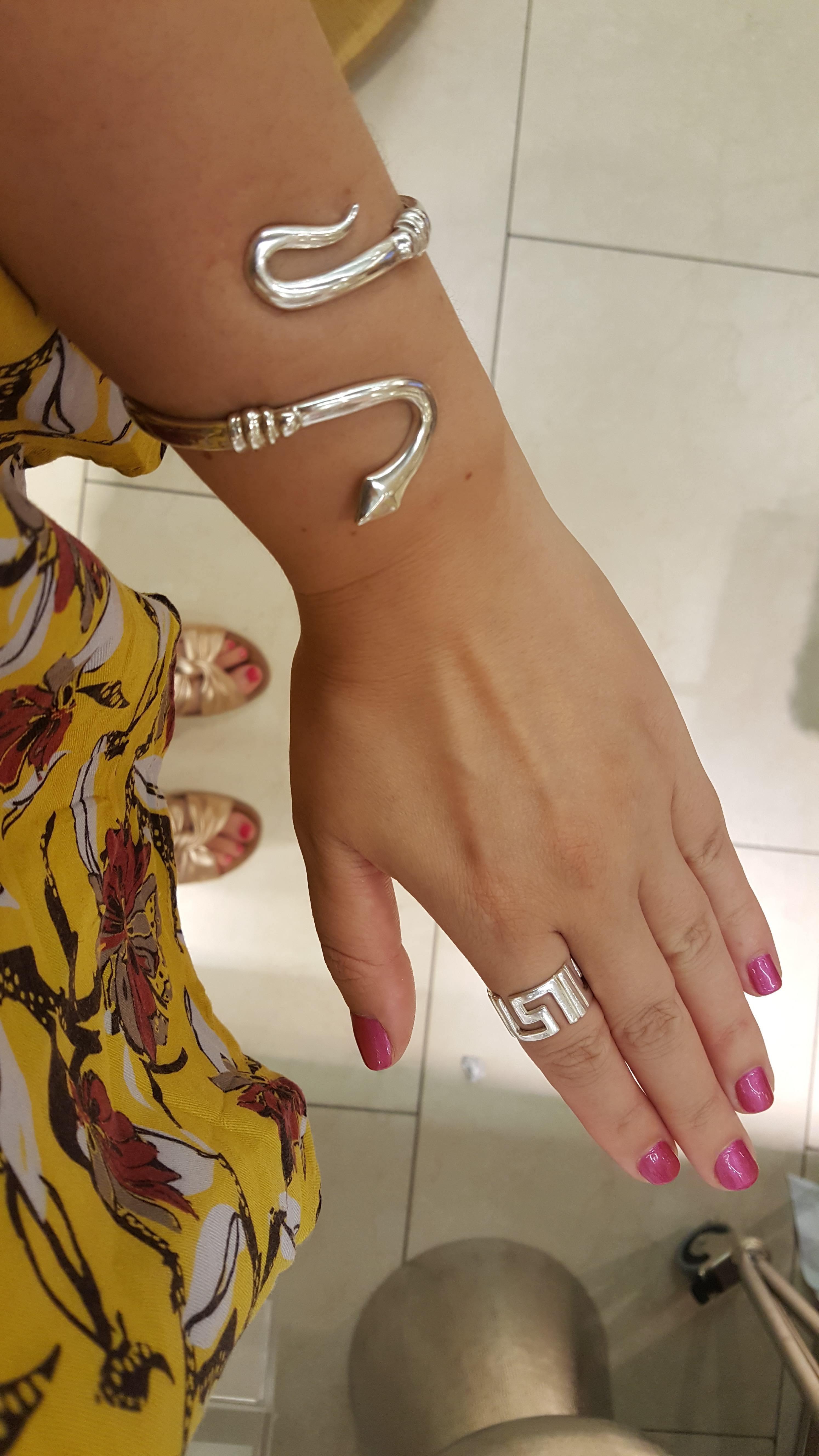 Coiled Snake Bangle, Minoan Bangle, Sterling Silver Bangle (B-52)