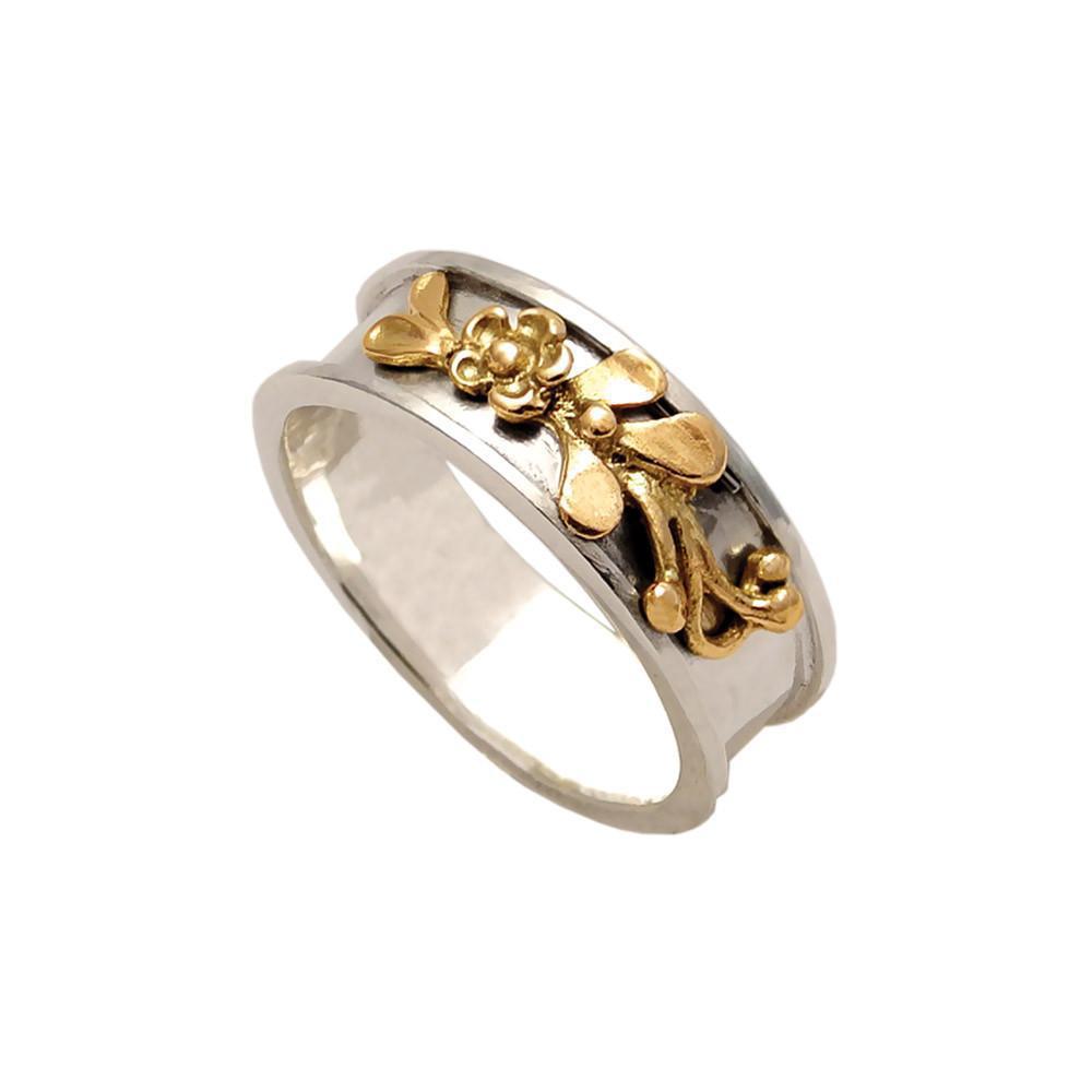 Flower Ring in Sterling Silver with Gold 14k (DX-26)