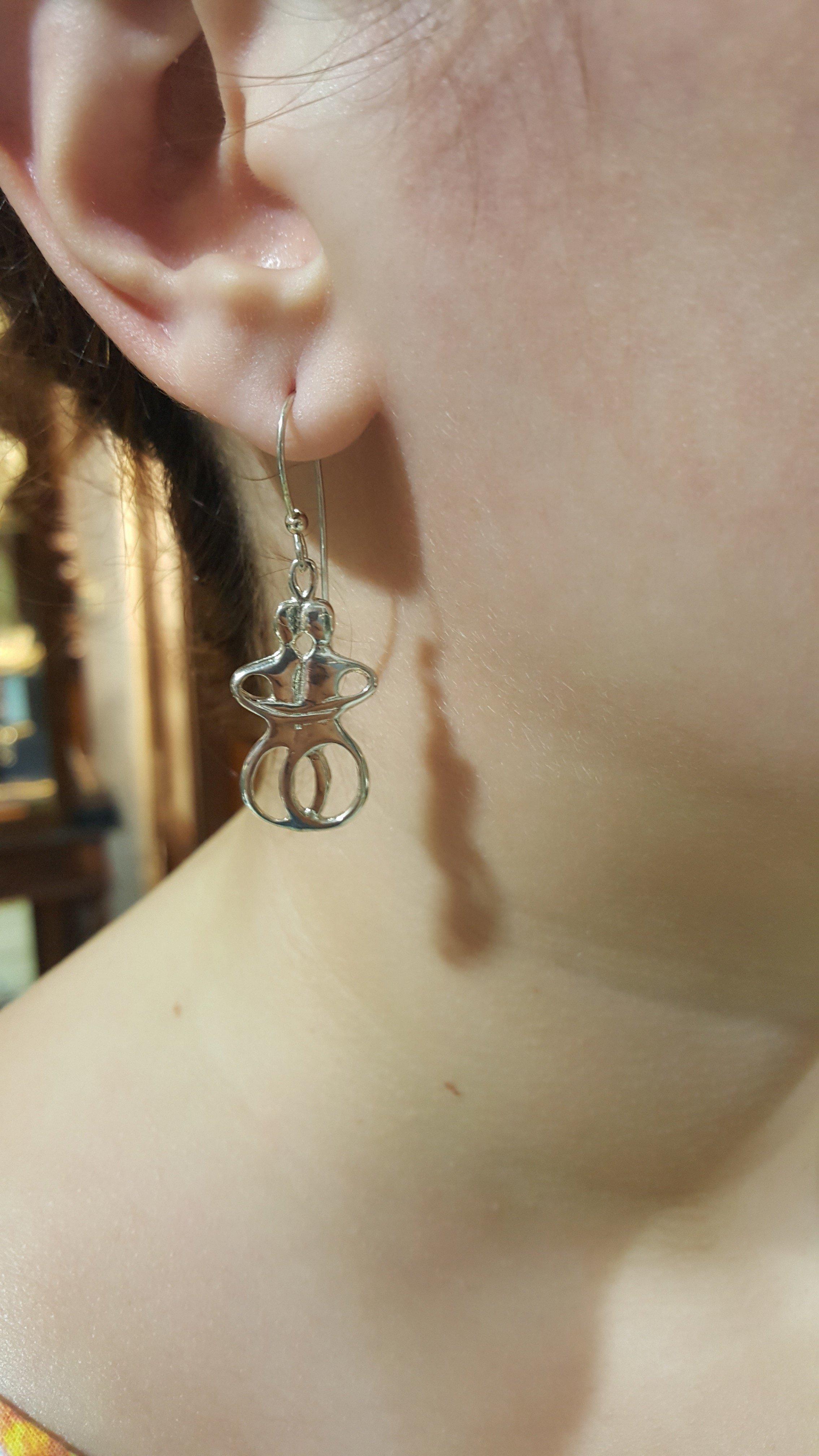 Greek Cycladic Earrings, Greek Earrings, Cycladic Figurine, Lovers Earrings, Gift Earrings, Greek Jewelry (AG-09)