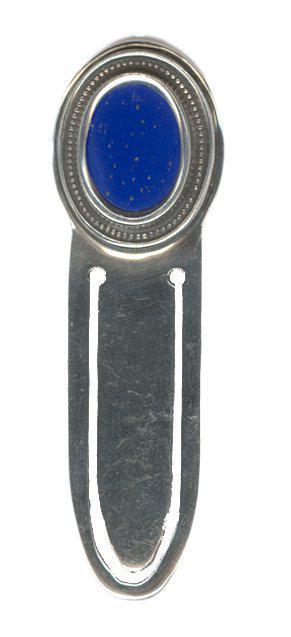 Greek Handmade Bookmark in Sterling Silver with Lapis Lazuli (PH-12)