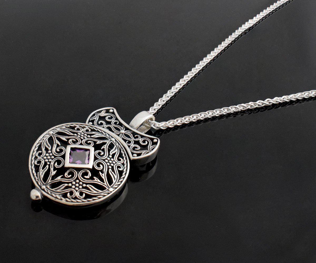 Greek Jewelry, Byzantine Sterling silver Pendant, Solid silver Pendant, Zircon Pendant (PE-75)