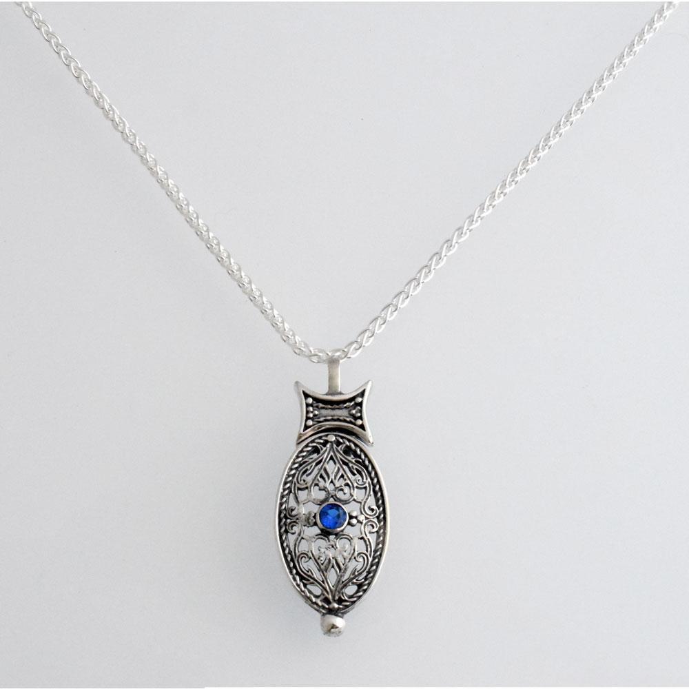 Greek Jewelry, Byzantine Sterling silver Pendant, Solid silver Pendant, Zircon Pendant (PE-76)