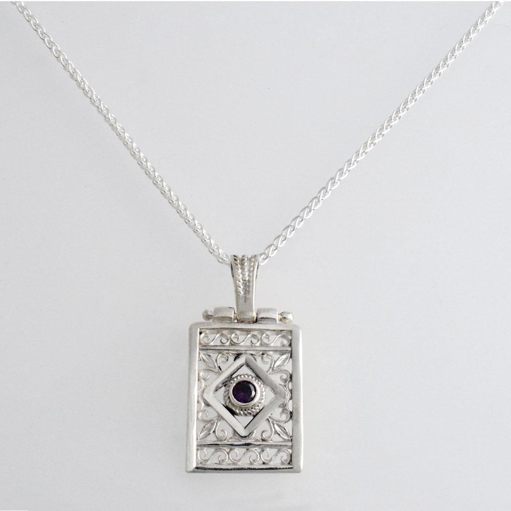 Greek Jewelry, Byzantine Sterling silver Pendant, Solid silver Pendant, Zircon Pendant (PE-82)