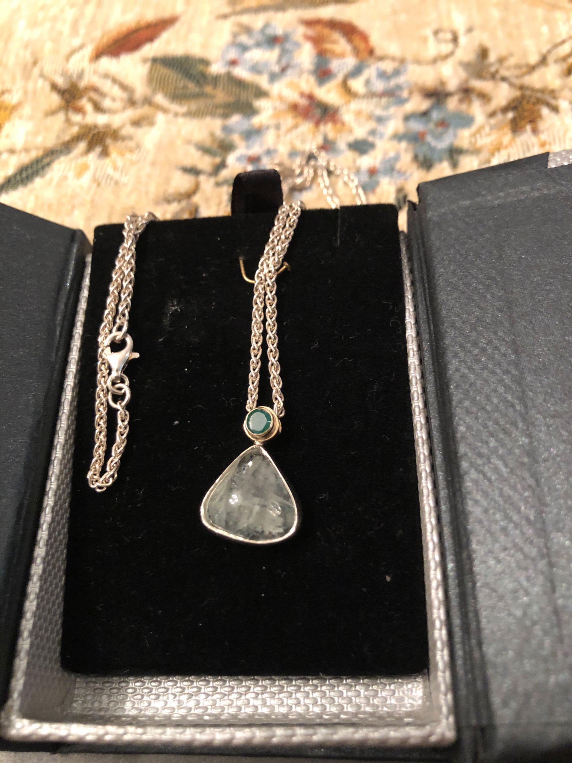 Greek Jewelry, Sterling silver Pendant, Solid silver Pendant, Greek Pendant, Emerald Fluorite Pendant, Aqua Marine pendant