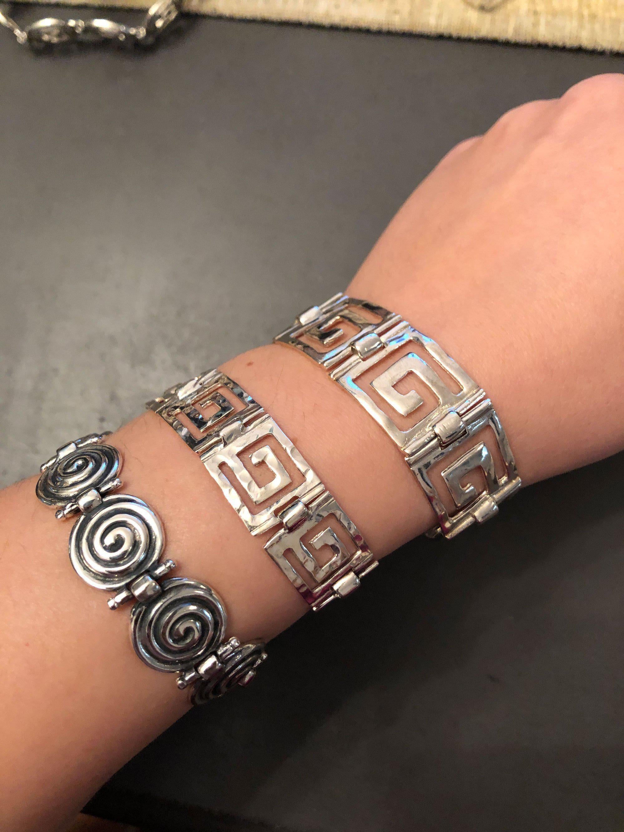 Greek Key Meander Bracelet in sterling silver (B-101)