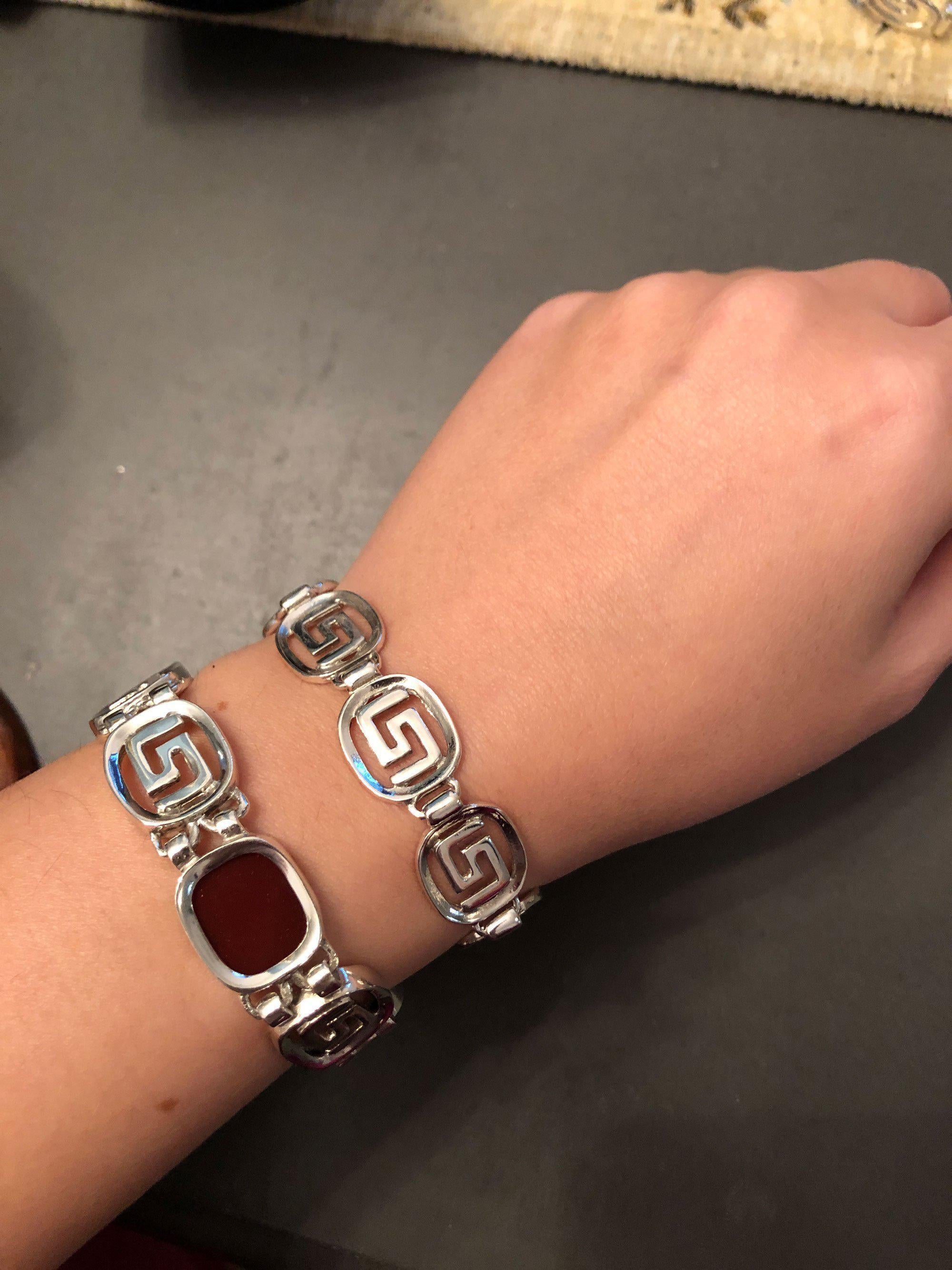 Greek Key Meander Bracelet in Sterling Silver (B-109)