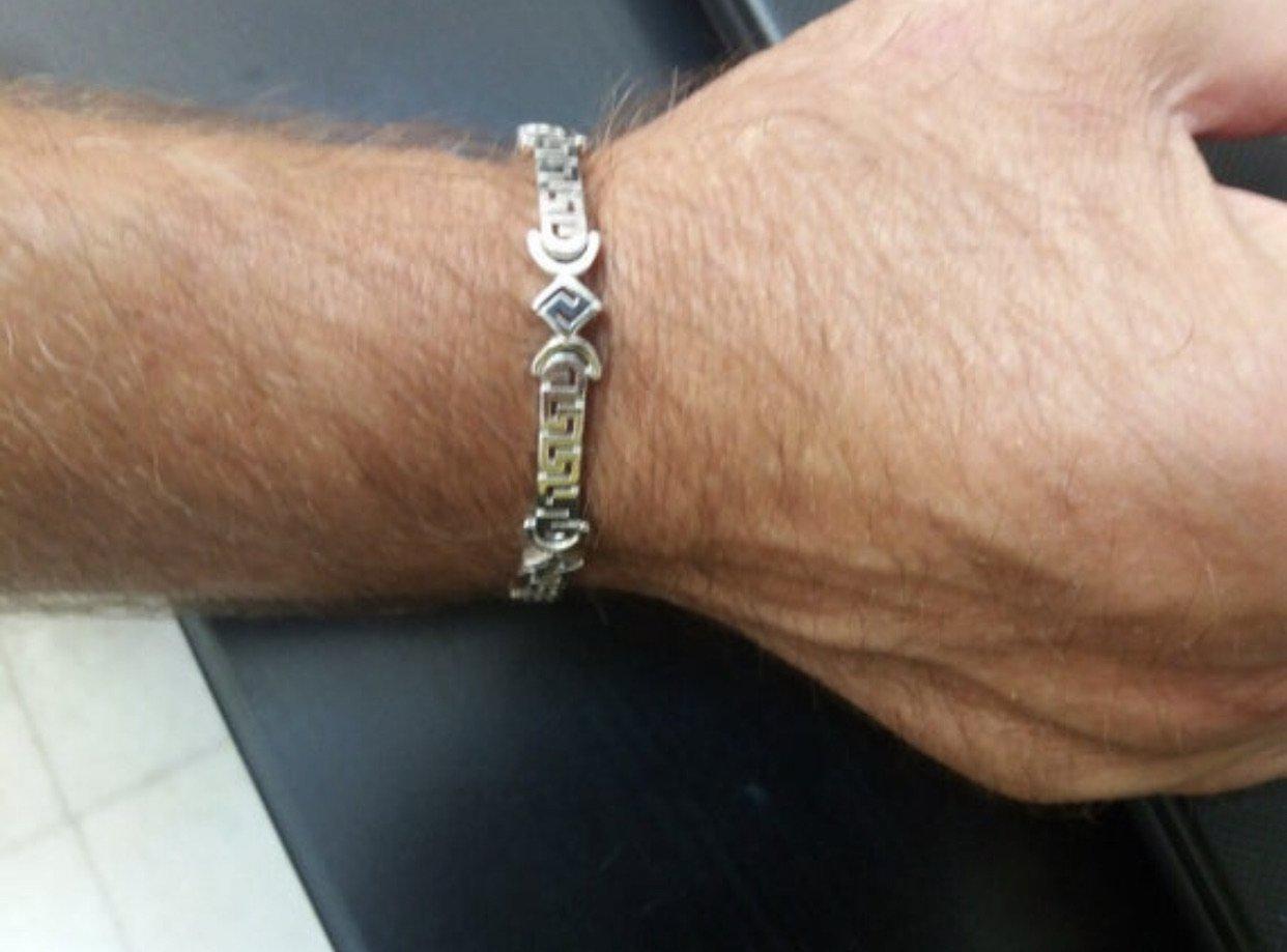Greek Key Meander Bracelet in Sterling Silver (B-51)
