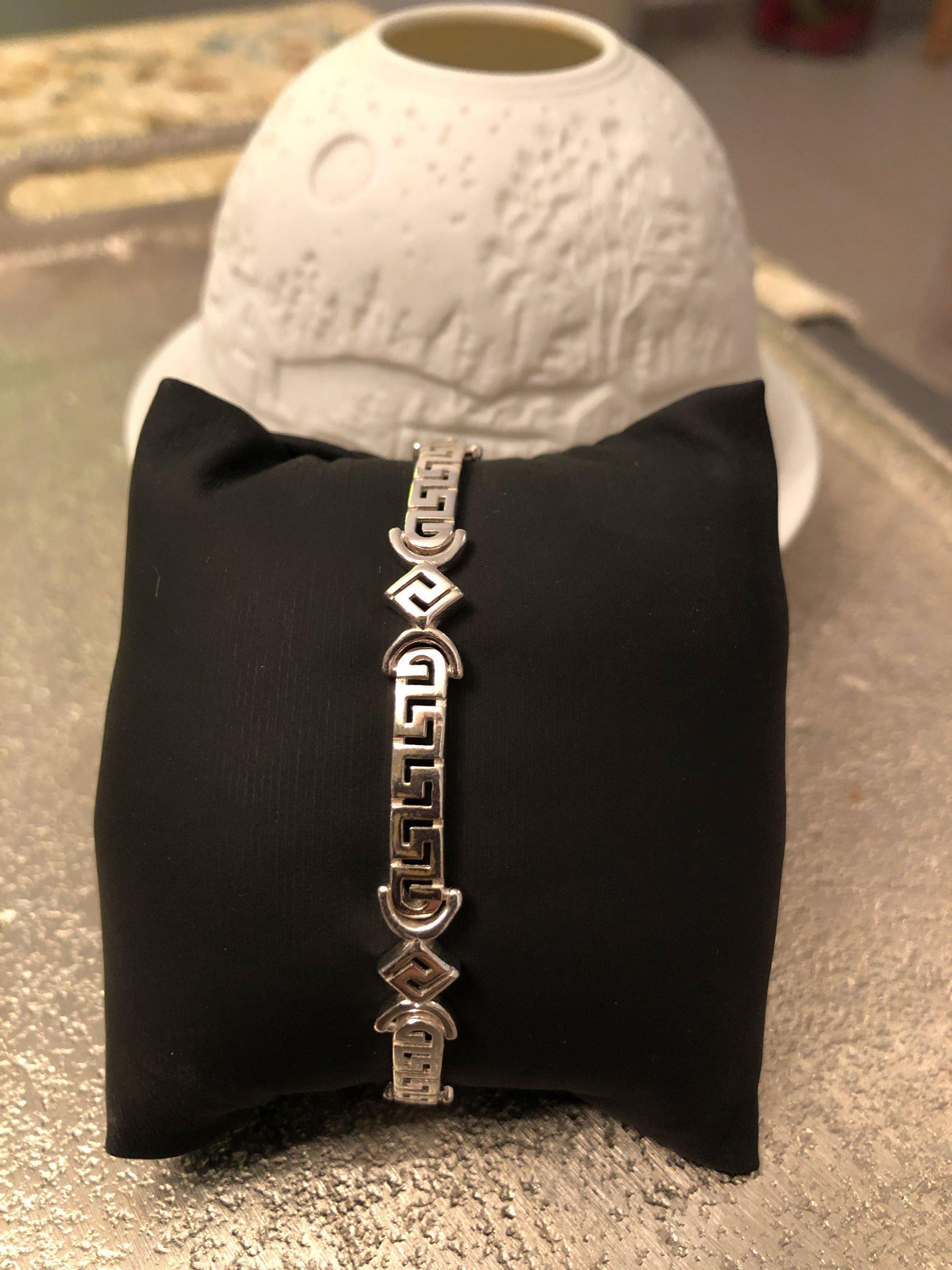 Greek Key Meander Bracelet in Sterling Silver (B-51)