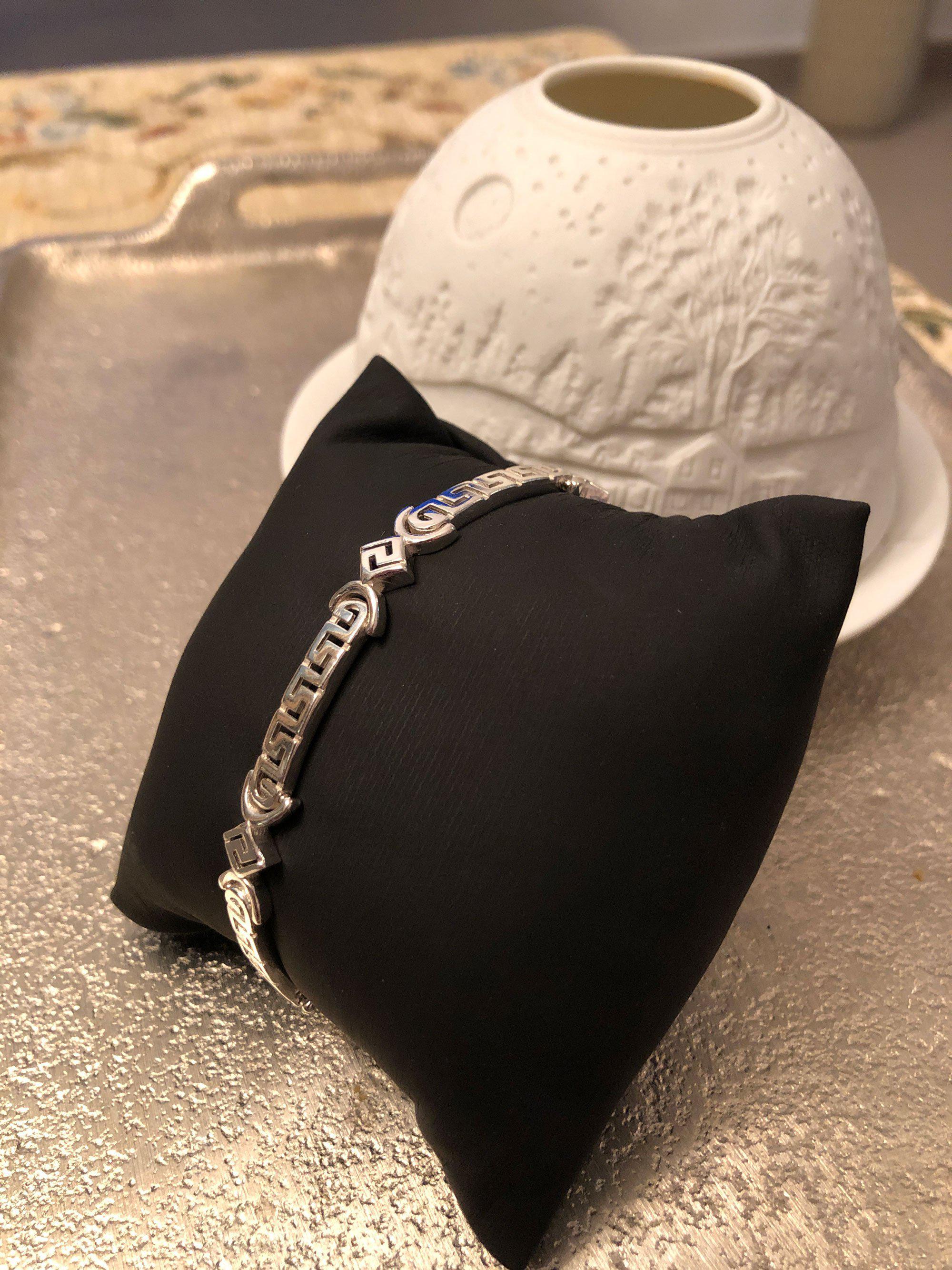 Greek Key Meander Bracelet in Sterling Silver (B-51)