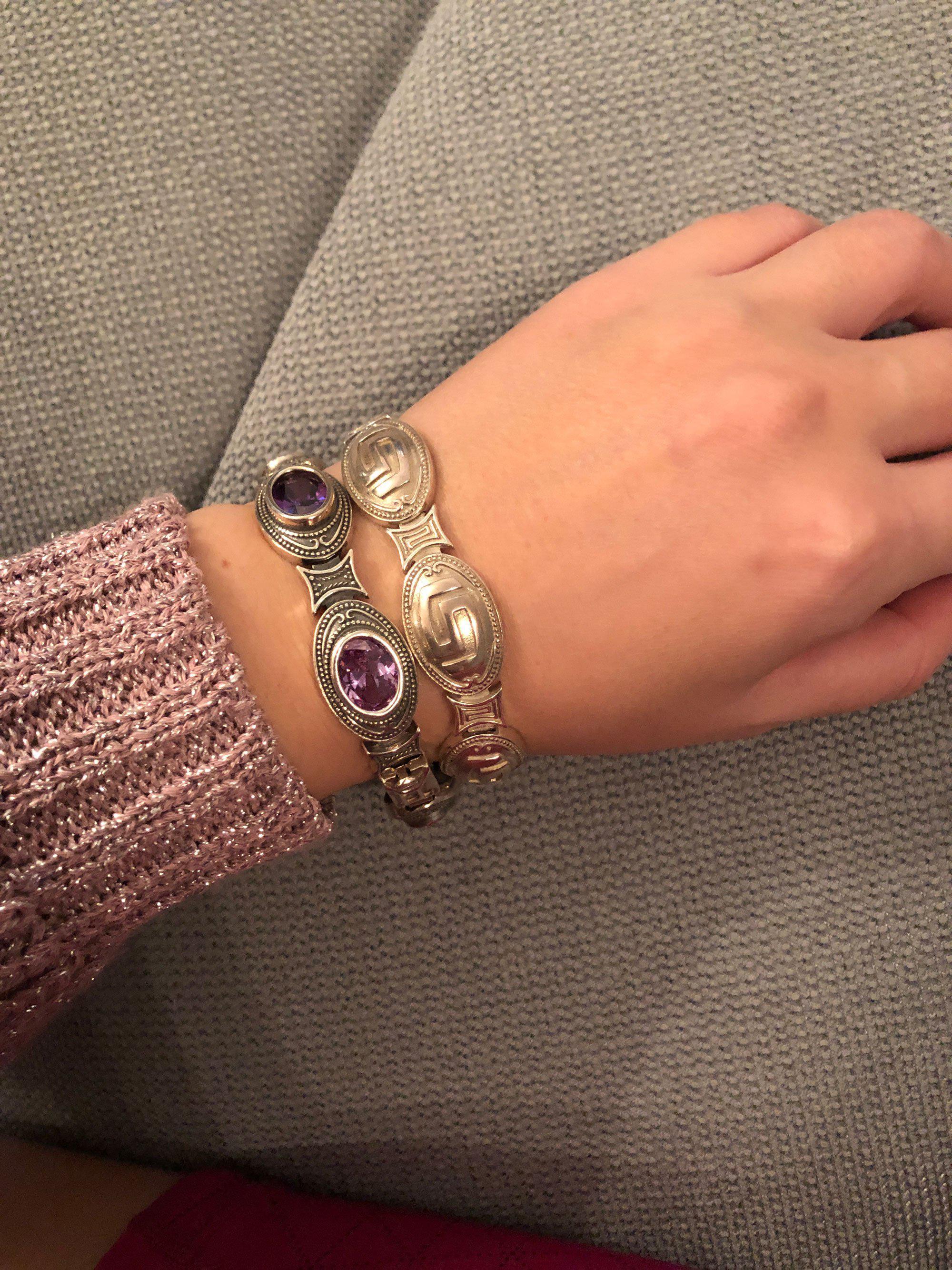 Greek Key Meander Bracelet in Sterling Silver (B-54)