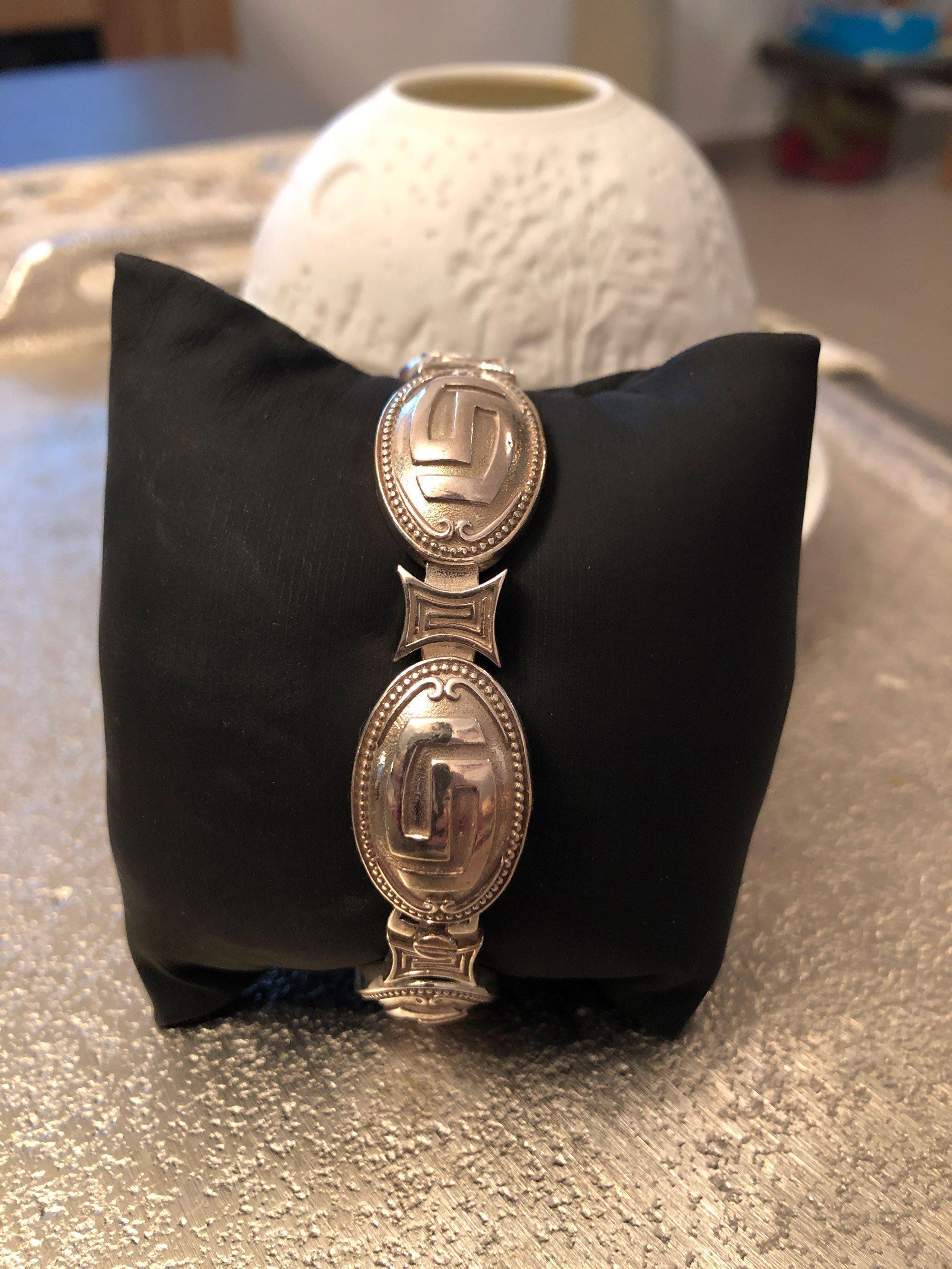 Greek Key Meander Bracelet in Sterling Silver (B-54)