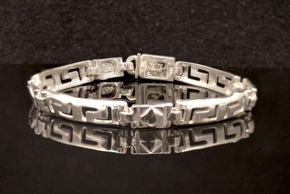 Greek Key Meander Bracelet in Sterling Silver (B-58) - ELEFTHERIOU EL