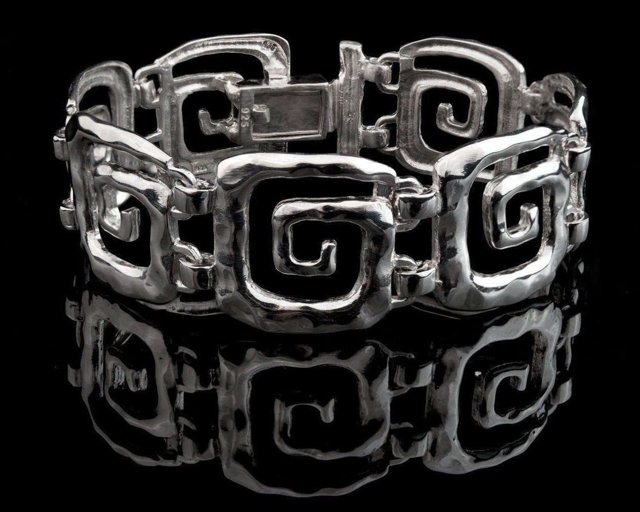 Greek Key Meander Bracelet in Sterling Silver (B-60)