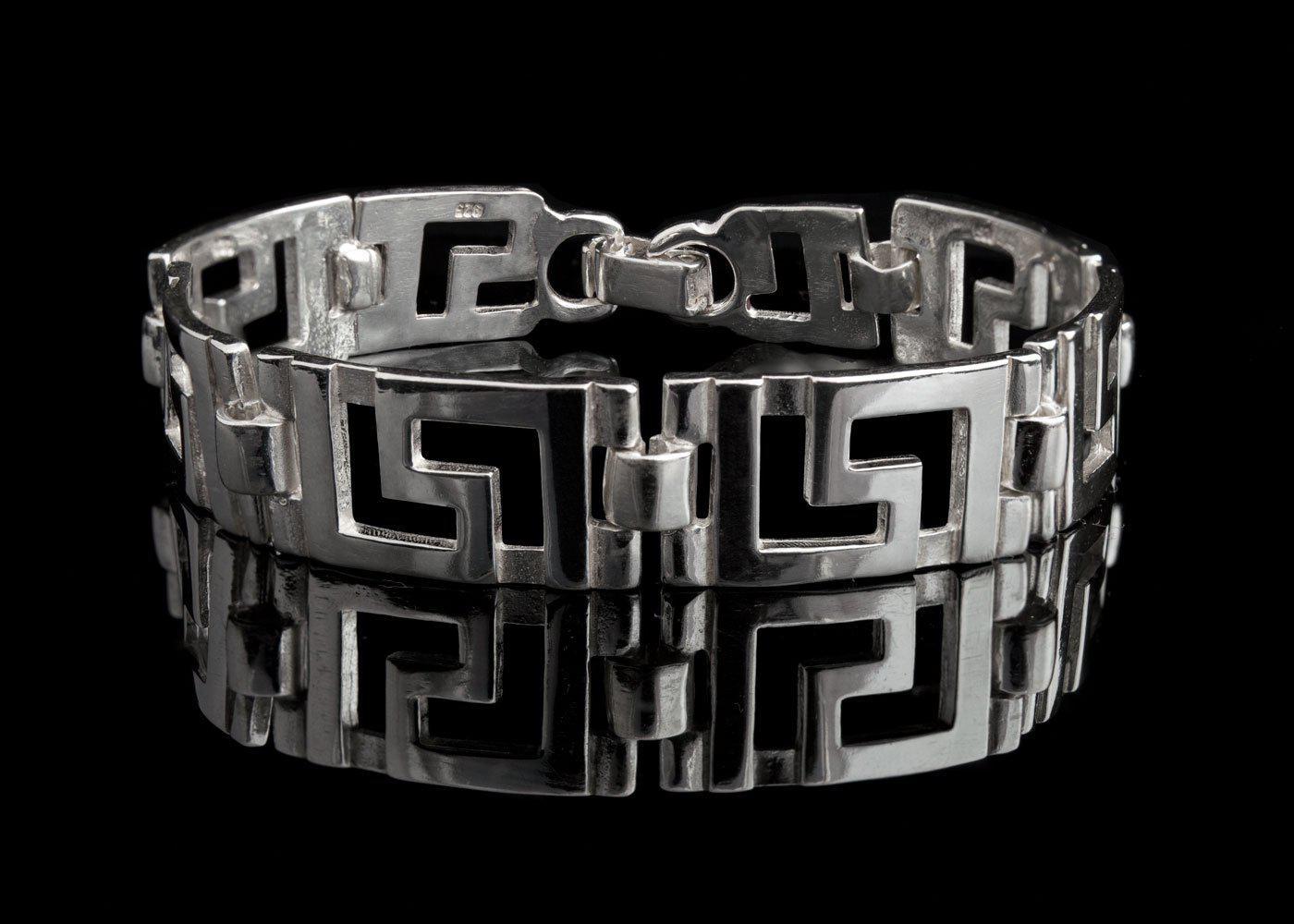 Greek Key Meander Bracelet in Sterling Silver (B-61)