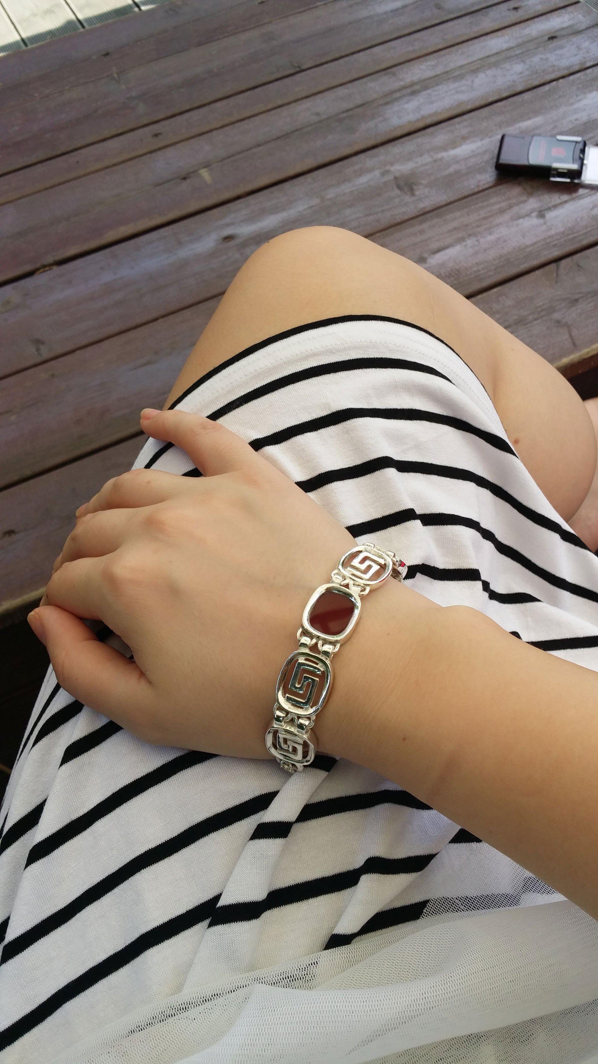 Greek Key Meander Bracelet in Sterling Silver (B-67)