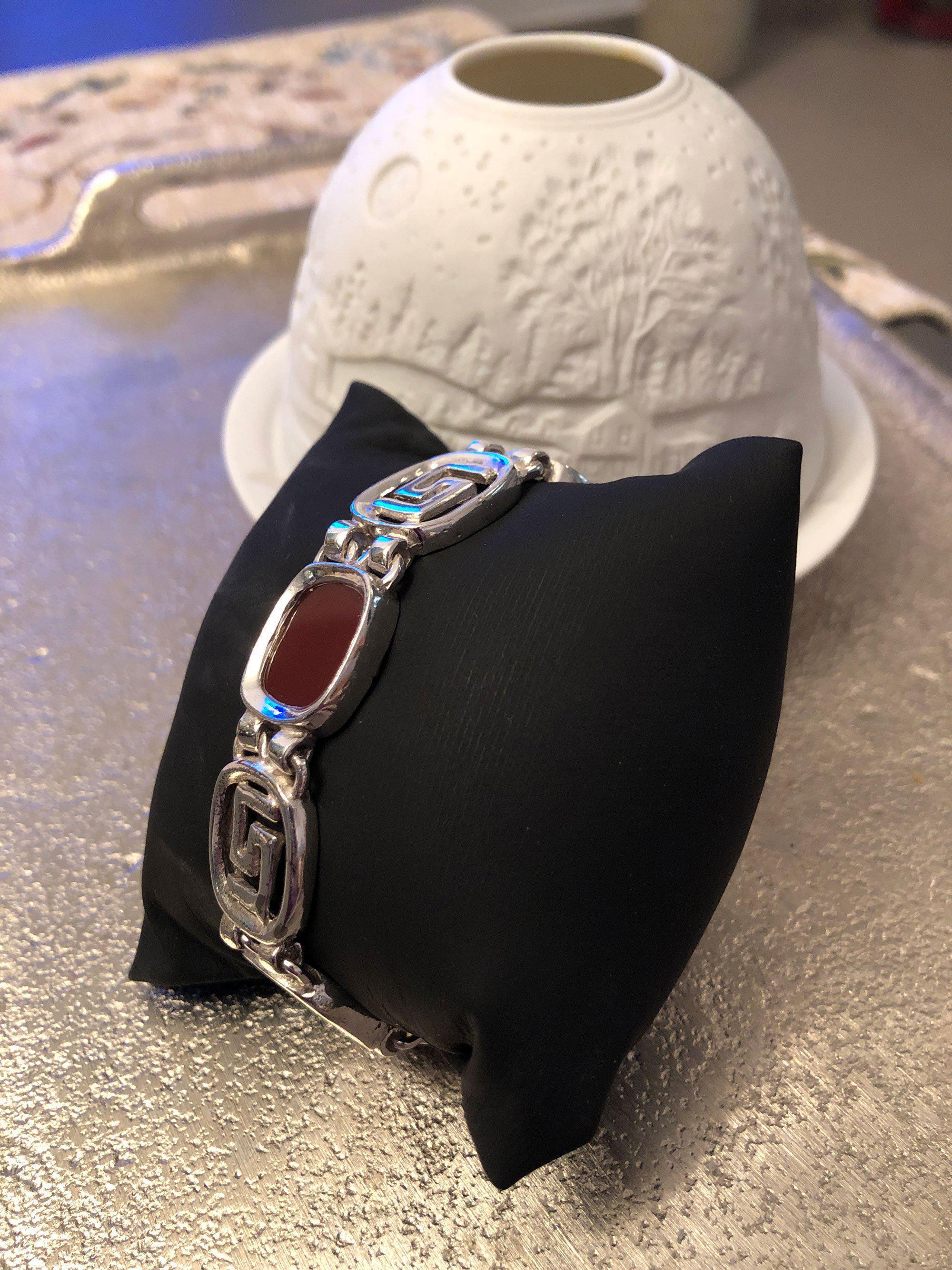 Greek Key Meander Bracelet in Sterling Silver (B-67)