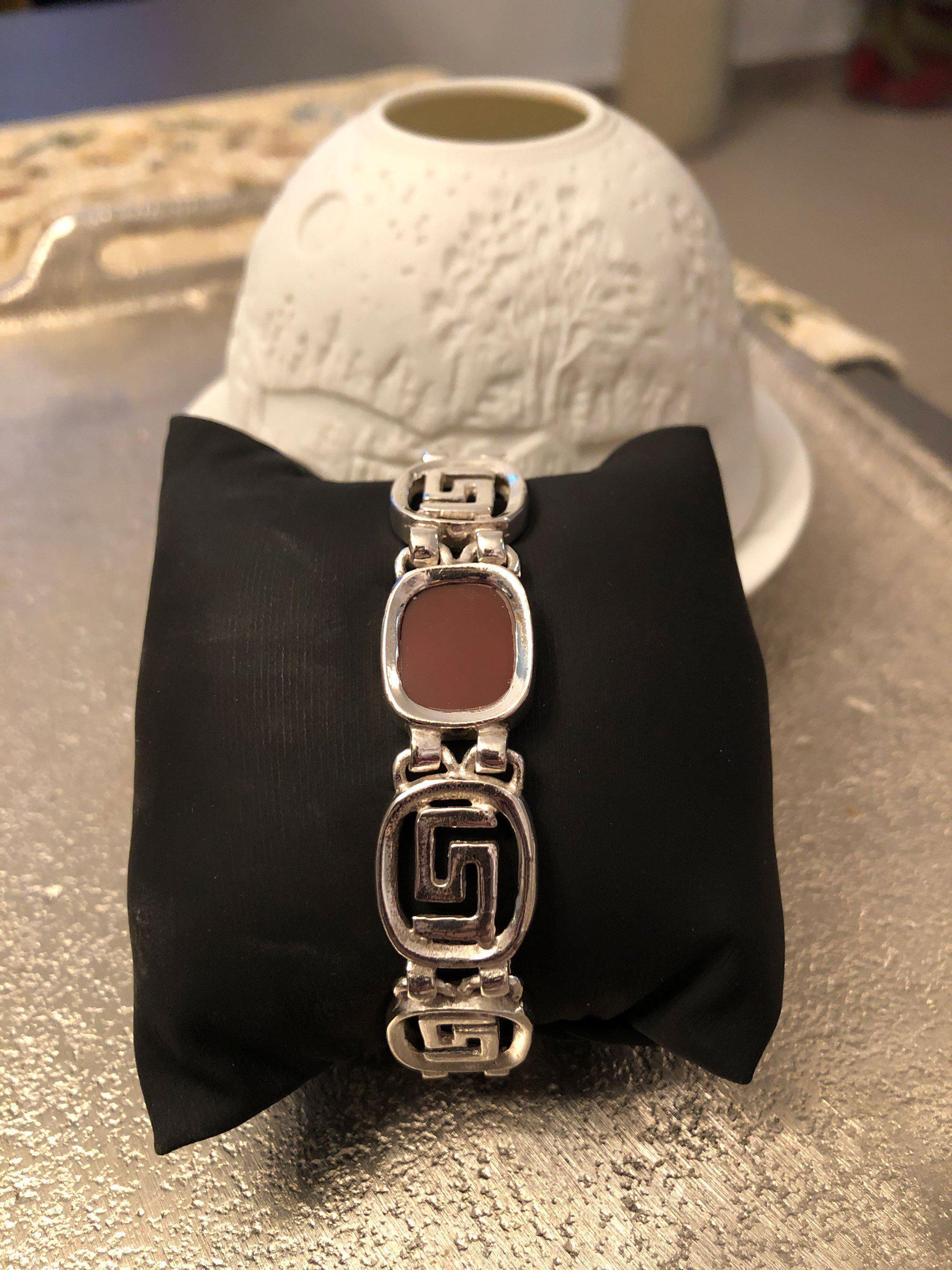 Greek Key Meander Bracelet in Sterling Silver (B-67)