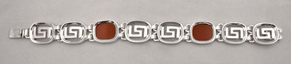 Greek Key Meander Bracelet in Sterling Silver (B-67)