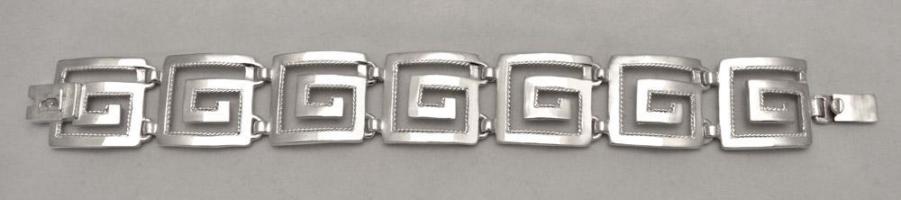 Greek Key Meander Bracelet in Sterling Silver (B-73)