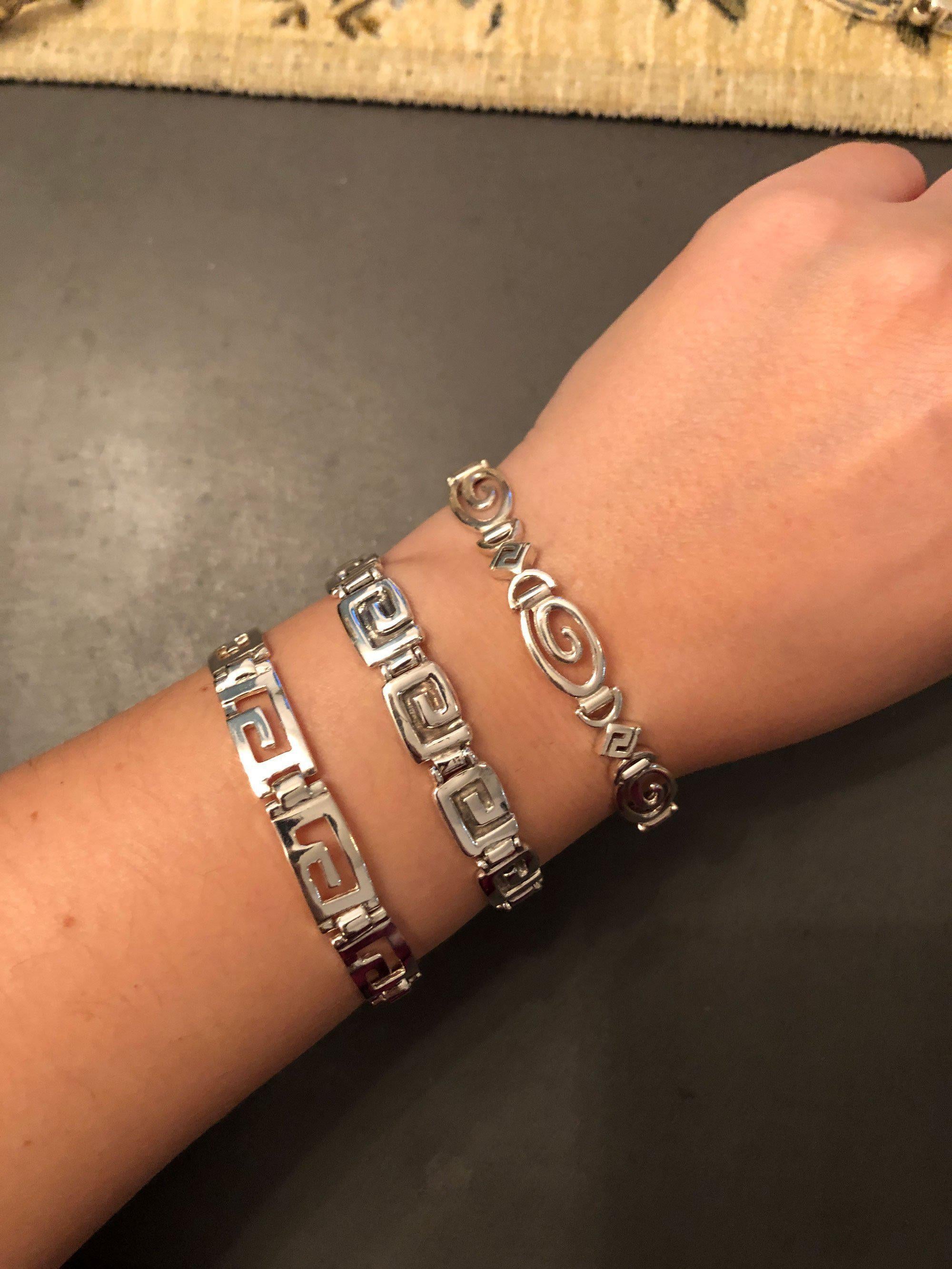 Greek Key Meander Bracelet in Sterling Silver (B-78)