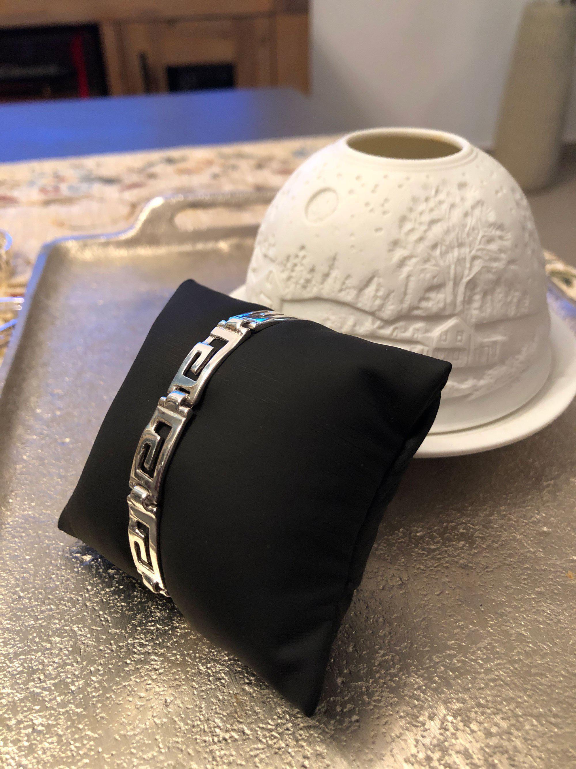 Greek Key Meander Bracelet in Sterling Silver (B-78)