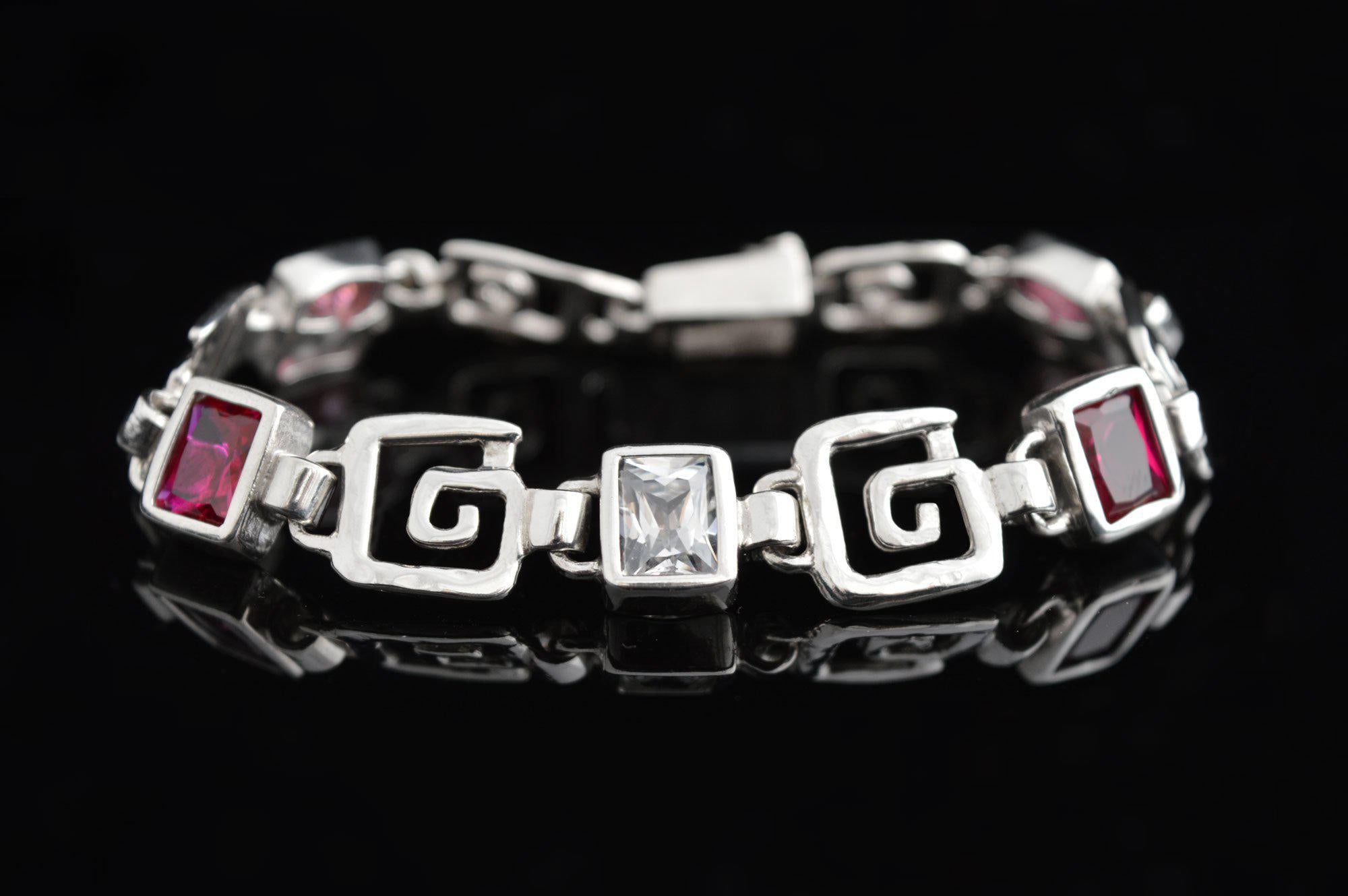 Greek Key Meander Bracelet in Sterling Silver (B-91) - ELEFTHERIOU EL