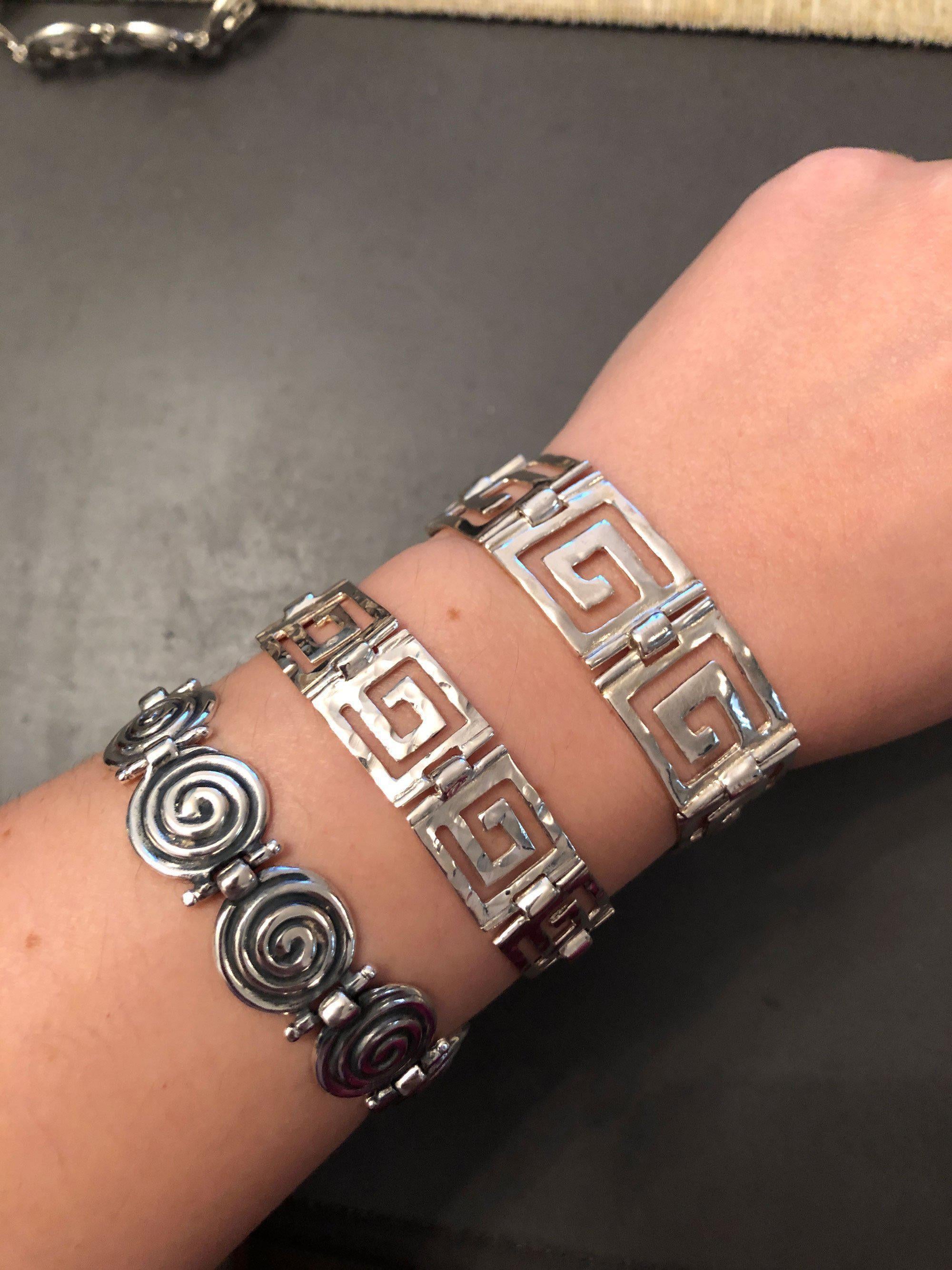 Greek Key Meander Bracelet in Sterling Silver (B-97)