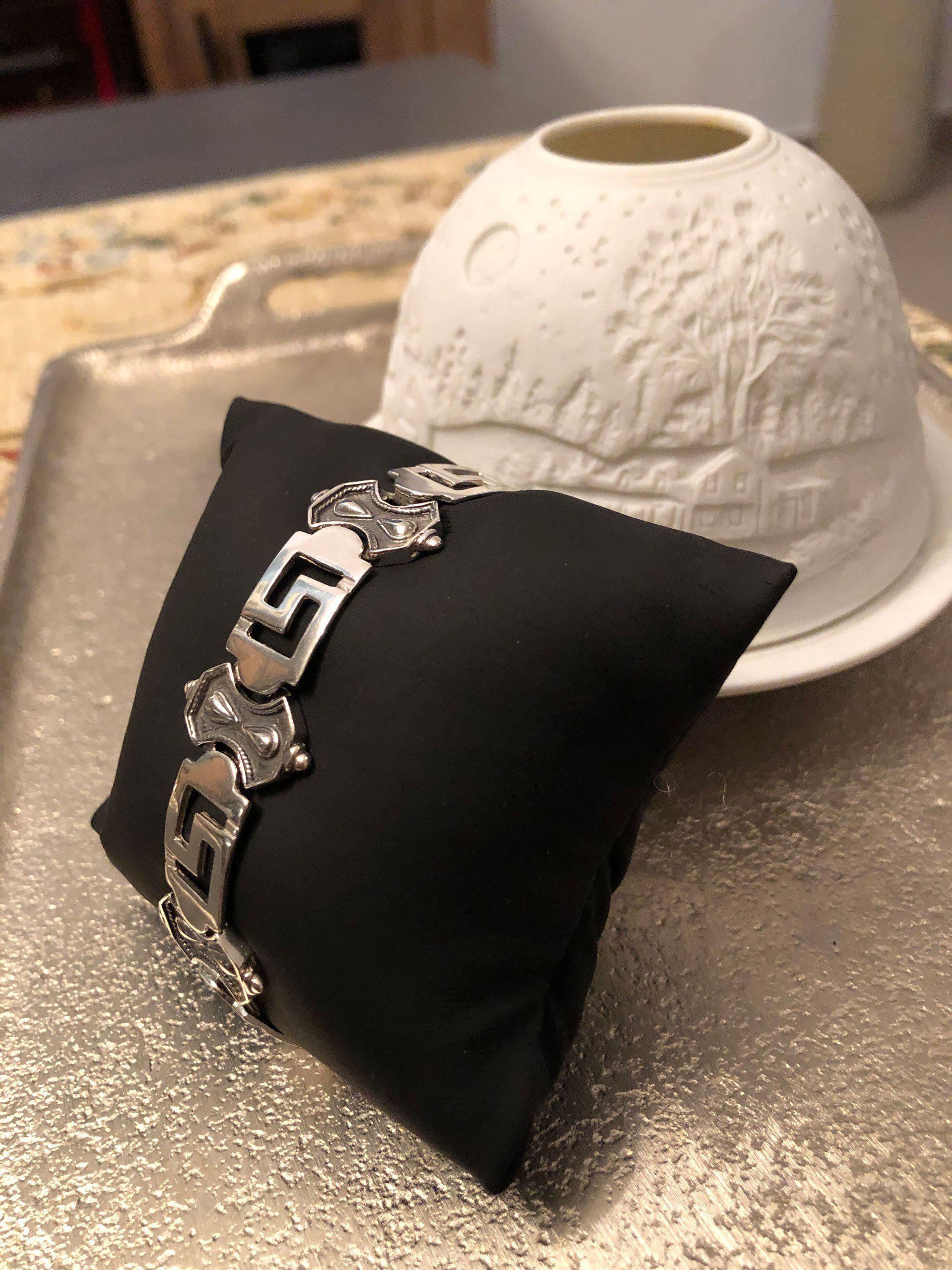 Greek Key Meander Bracelet in Sterling Silver (B-98)