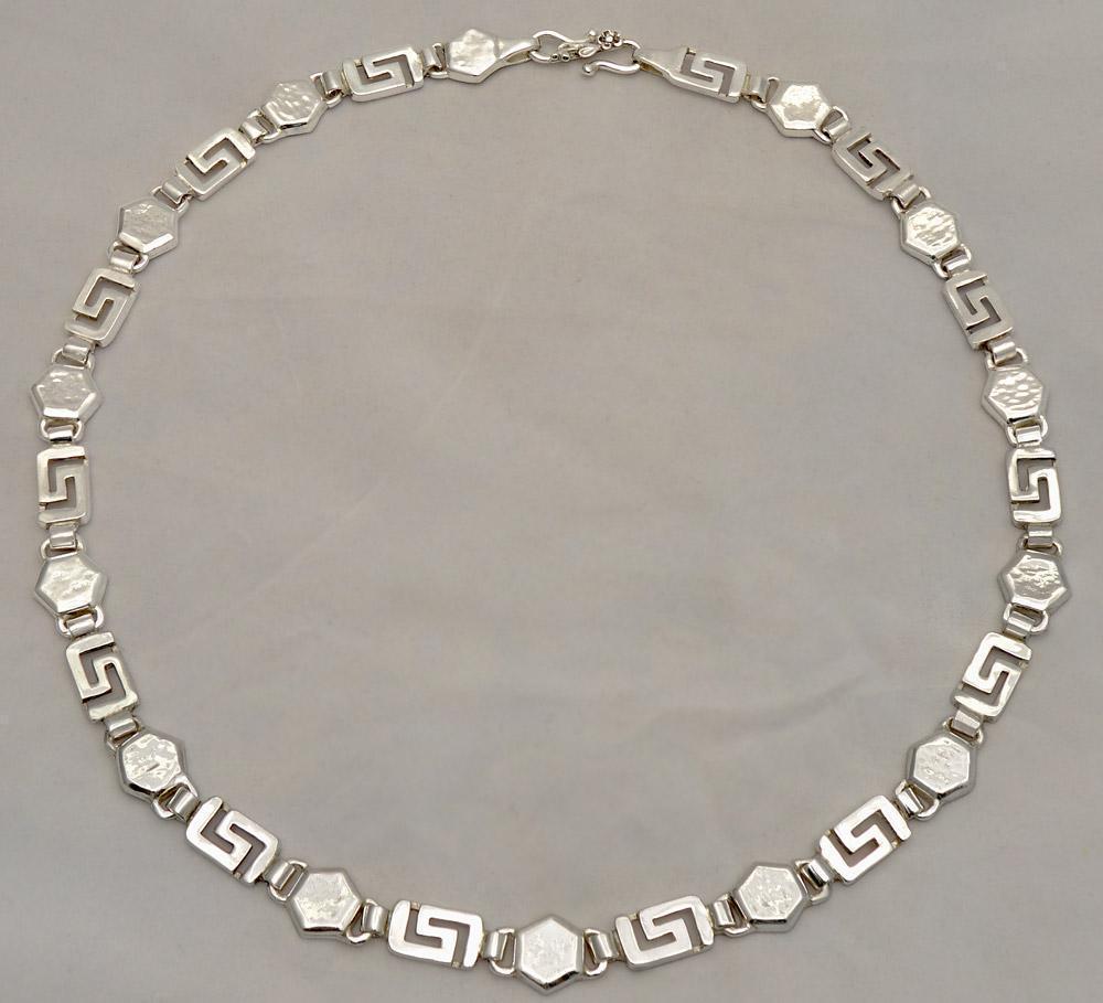 Greek Key Meander Necklace in Sterling Silver