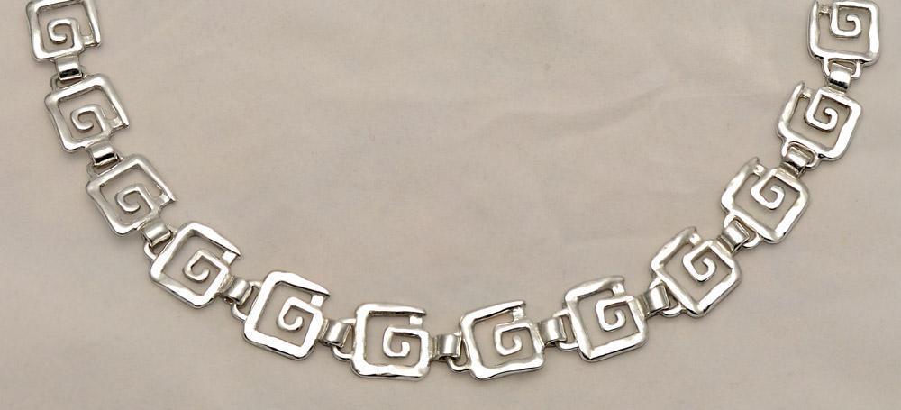 Greek Key Meander Necklace in Sterling Silver, Greek Key Necklace