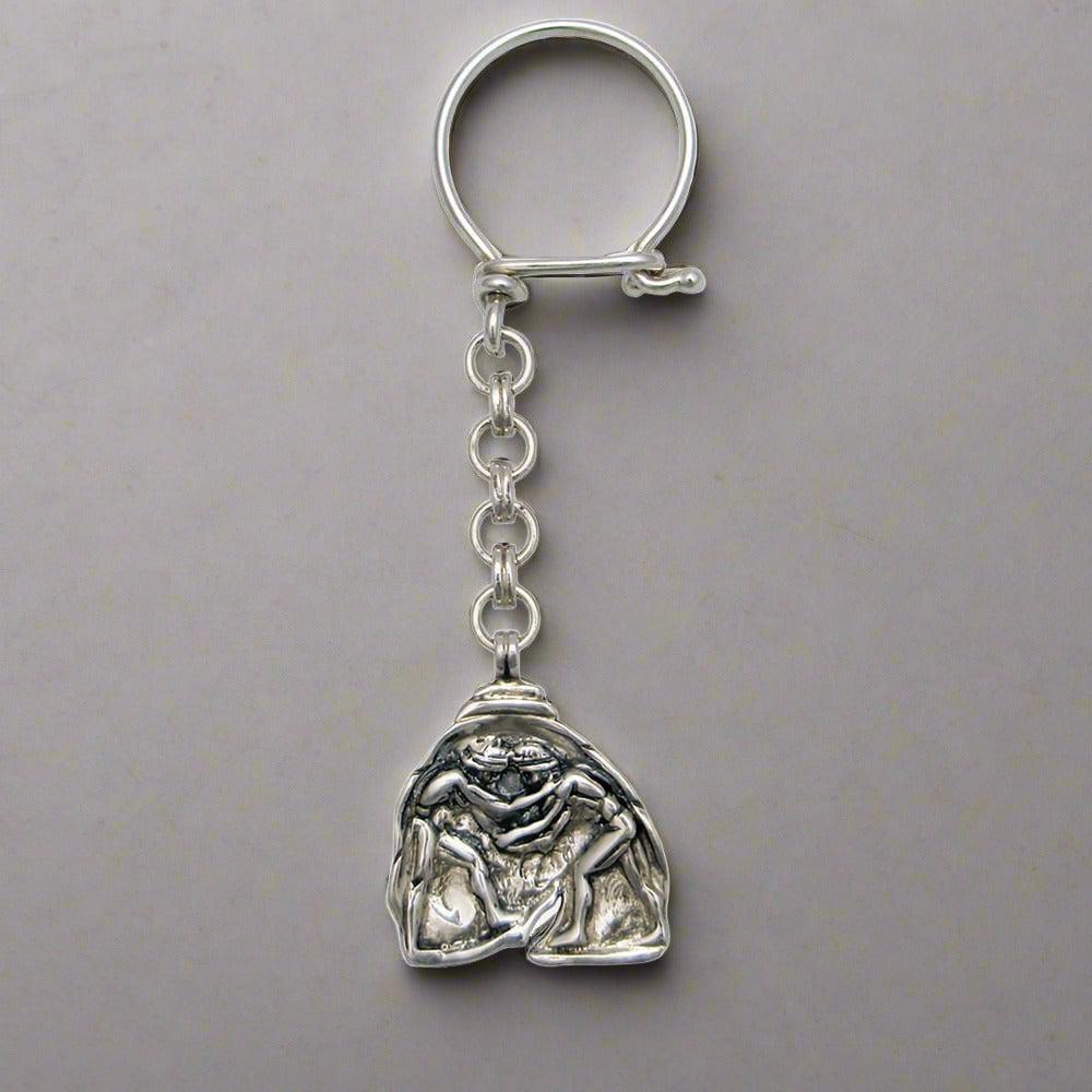 Greek Olympic Wrestlers Key ring in sterling silver (MP-14)