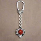 Greek Traditional Key ring in sterling silver with a carnelian (MP-24)