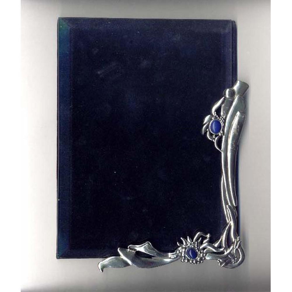 Greek Traditional Lapis Lazuli Bronze Silver Plated Picture Frame (A-66)
