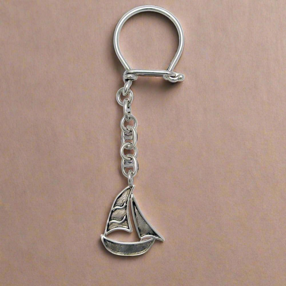 Greek Traditional Sailboat Key ring in sterling silver (MP-17)